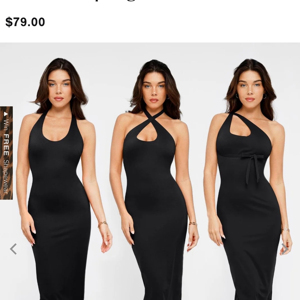 Black Halter Cutout Bodycon Dress Built In Shape Wear